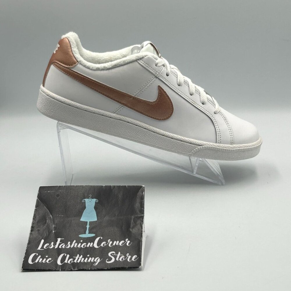 Nike Women's White Metallic Bronze Leather Court Sneakers Size 8.5 3116 - Picture 15 of 16